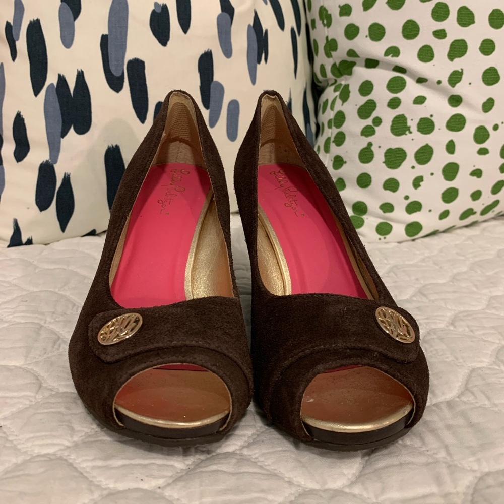 Brown Suede Lilly Pulitzer Wedges